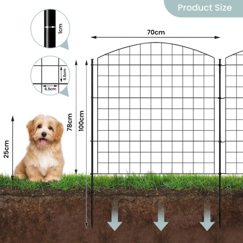 OGRODZENIE DLA PSÓW z siatki metalowej 5 paneli 70 × 78 cm WOLTU