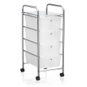 Organizer biurowy łazienkowy metal na kółkach z szufladami biały 4 szuflady