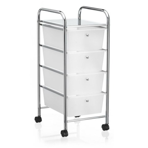 Organizer biurowy łazienkowy metal na kółkach z szufladami biały 4 szuflady