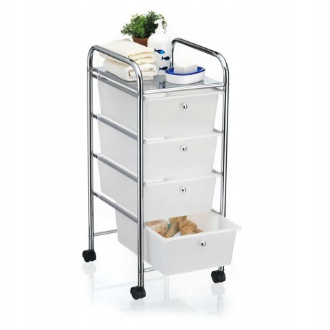 Organizer biurowy łazienkowy metal na kółkach z szufladami biały 4 szuflady