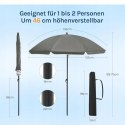 PARASOL OGRODOWY balkonowy 135 x 135 x 175 cm WOLTU ciemnoszary