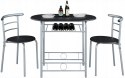 Stół Zastaw mebli do jadalni dla 2 osób z 1 stołem i 2 krzesłami czarny