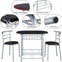 Stół Zastaw mebli do jadalni dla 2 osób z 1 stołem i 2 krzesłami czarny