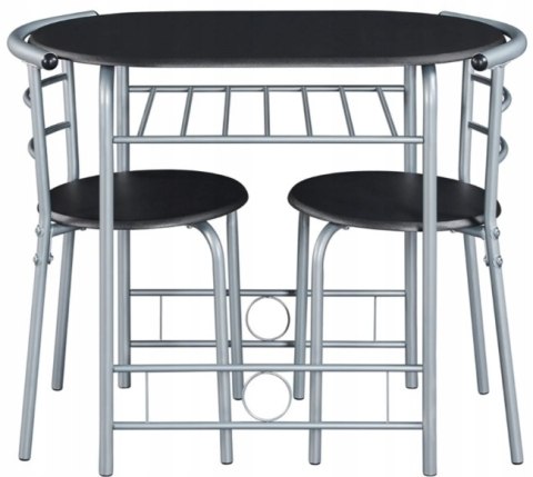 Stół Zastaw mebli do jadalni dla 2 osób z 1 stołem i 2 krzesłami czarny