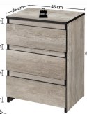 Szafka stolik nocny komoda 3 szuflady Yaheetech szary brąz 45x35x60,5 cm