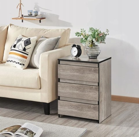 Szafka stolik nocny komoda 3 szuflady Yaheetech szary brąz 45x35x60,5 cm