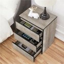 Szafka stolik nocny komoda 3 szuflady Yaheetech szary brąz 45x35x60,5 cm
