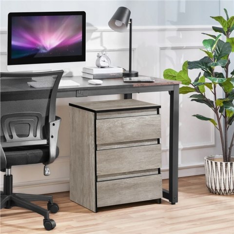 Szafka stolik nocny komoda 3 szuflady Yaheetech szary brąz 45x35x60,5 cm