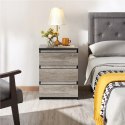 Szafka stolik nocny komoda 3 szuflady Yaheetech szary brąz 45x35x60,5 cm