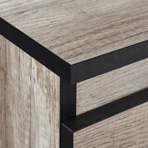 Szafka stolik nocny komoda 3 szuflady Yaheetech szary brąz 45x35x60,5 cm