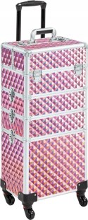 Walizka kuferek kosmetyczny Yaheetech Różowy na kółkach duży 34×25×80 cm