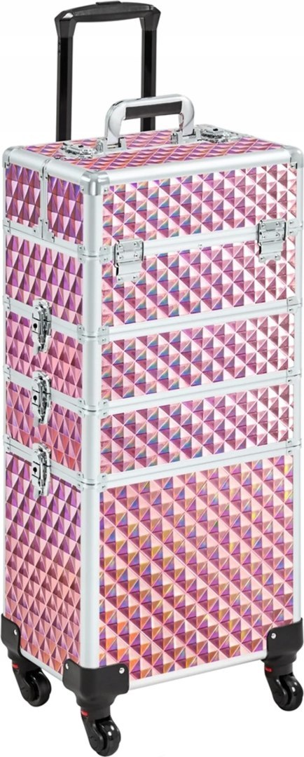 Walizka kuferek kosmetyczny Yaheetech Różowy na kółkach duży 34×25×80 cm
