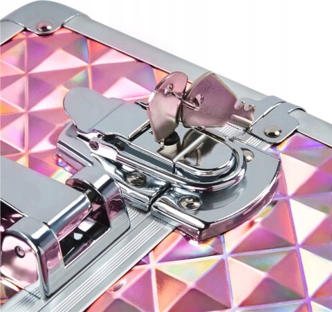 Walizka kuferek kosmetyczny Yaheetech Różowy na kółkach duży 34×25×80 cm