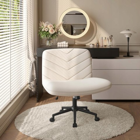 FOTEL BIUROWY z szerokim siedziskiem YAHEETECH beżowy OUTLET