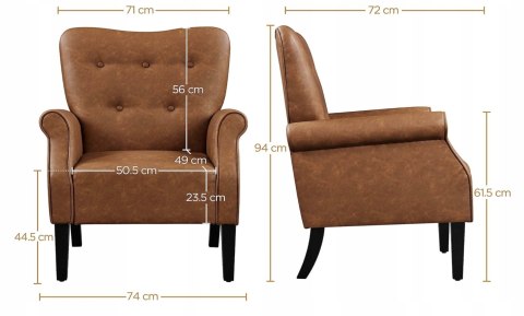 FOTEL TRADYCYJNY Yaheetech retro brązowy