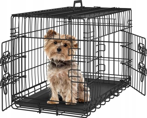 Klatka dla psa kota transporter gruby metal czarna Yaheetech 76 × 45 × 51cm
