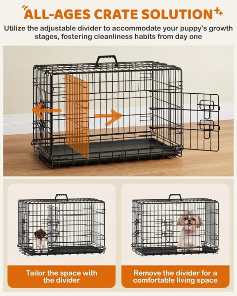 Klatka dla psa kota transporter gruby metal czarna Yaheetech 76 × 45 × 51cm