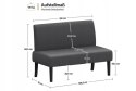 Ławka sofa tapicerowana szara Yaheetech 109,5 × 62 × 84,5 cm