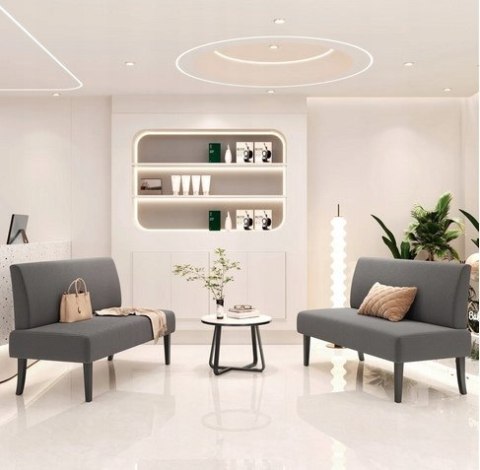 Ławka sofa tapicerowana szara Yaheetech 109,5 × 62 × 84,5 cm