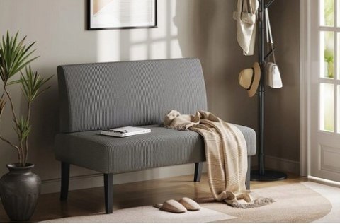 Ławka sofa tapicerowana szara Yaheetech 109,5 × 62 × 84,5 cm