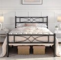 Łóżko stelaż metalowe czarne 90 x 200 cm Yaheetech z oparciem nowoczesne