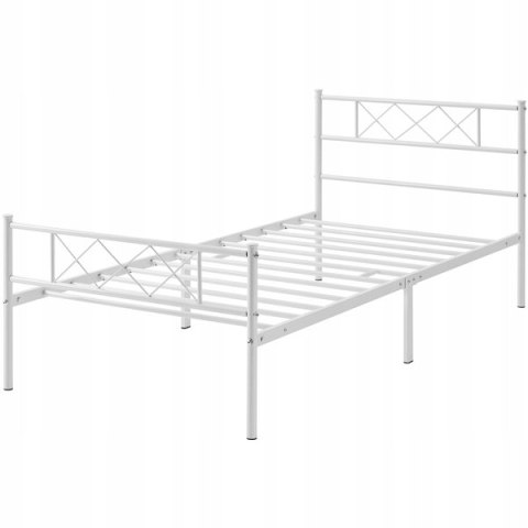 Łóżko stelaż pojedyncze metalowe Yaheetech 90x200 biały