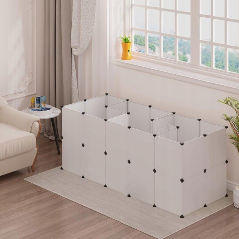 Kojec klatka wybieg dla małych zwierząt biały składany modułowy 175x75x35cm