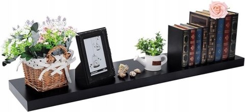 PÓŁKA ŚCIENNA 80 x 22.9 x 3.8cm CZARNA PÓŁKA NA KSIĄŻKI