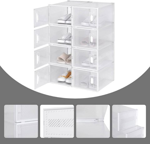 PUDEŁKA NA BUTY zestaw 8 sztuk Woltu 50 x 75 x 35 cm biały