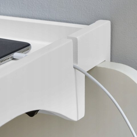 Półka nocna do łóżka z prowadnicą kabli, z zaciskiem, na pilota, telefon