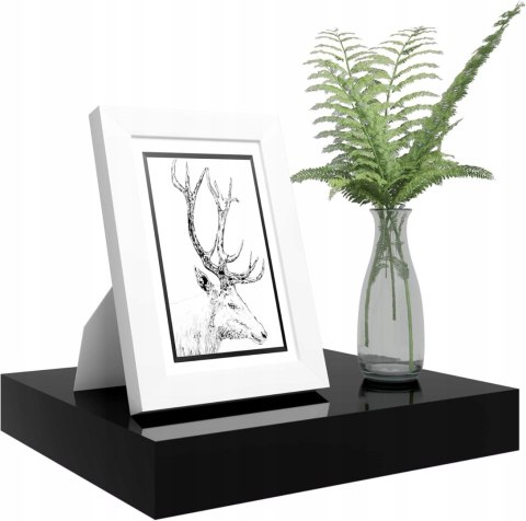 Półka ścienna wisząca drewno Woltu 30 x 23 cm czarny