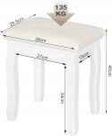Taboret do Toaletki biały 38 x 45 x 28,5cm Woltu tapicerowany aksamit