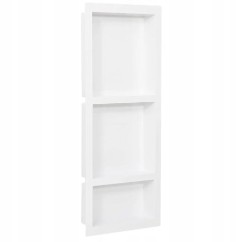 WNĘKA PRYSZNICOWA z 3 półkami biała połysk VidaXL 41x99x9 cm OUTLET