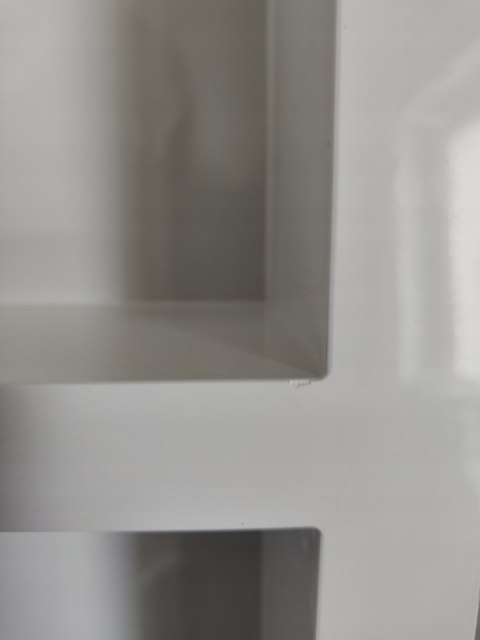 WNĘKA PRYSZNICOWA z 3 półkami biała połysk VidaXL 41x99x9 cm OUTLET