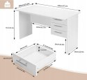 BIURKO KOMPUTEROWE z 3 szufladami prostokątne Woltu 120 x 60 x 75 cm białe