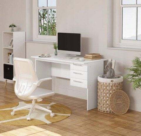 BIURKO KOMPUTEROWE z 3 szufladami prostokątne Woltu 120 x 60 x 75 cm białe