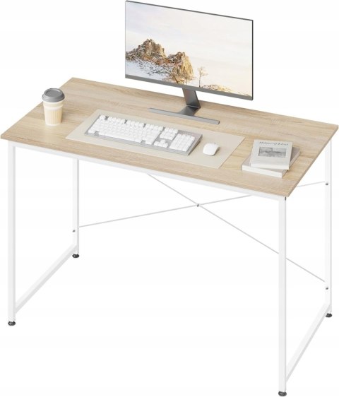 Biurko prostokątne klasyczne Woltu 120 x 60 x 75 cm biały, dąb jasny