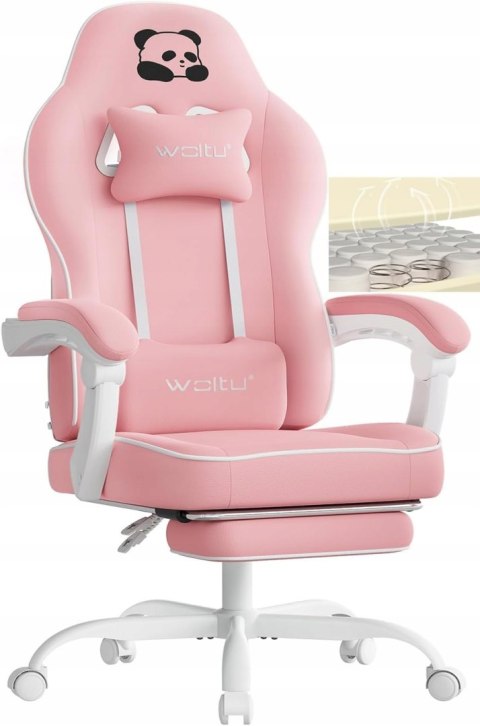 ERGONOMICZNY FOTEL GAMINGOWY krzesło komputerowe WOLTU różowe