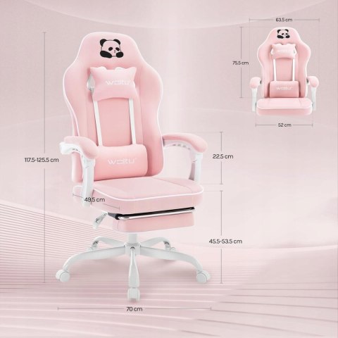 ERGONOMICZNY FOTEL GAMINGOWY krzesło komputerowe WOLTU różowe