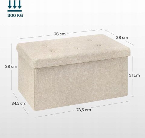 Ławka tapicerowana, ze schowkiem Woltu 76 x 38 x 37,5 cm beżowy