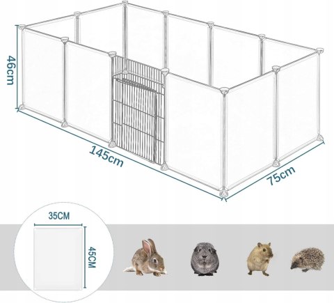 Ogrodzenie WYBIEG KOJEC dla królika kota świnki DIY 12 paneli 145x75x46 cm