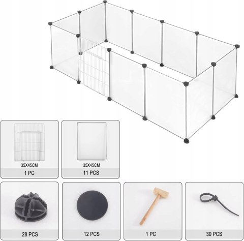 Ogrodzenie WYBIEG KOJEC dla królika kota świnki DIY 12 paneli 145x75x46 cm