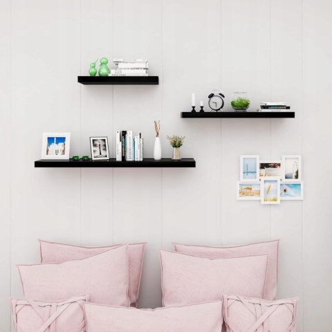 PÓŁKA ŚCIENNA NA KSIĄŻKI REGAŁ WISZĄCY CZARNY 60 x 23 x 3,8 CM Eugad