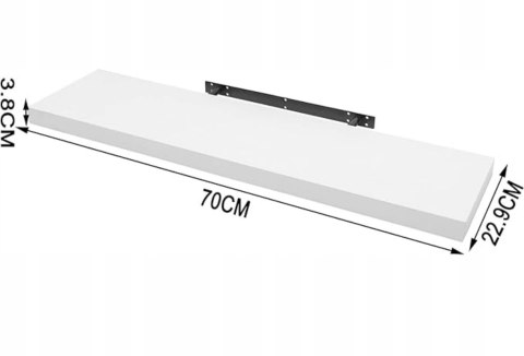 PÓŁKA ŚCIENNA płyta MDF Woltu 70 x 22,9 cm biały