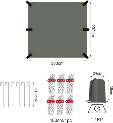Plandeka 210 g/m2 3 x 3m WOLTU WODOSZCZELNA SZARA