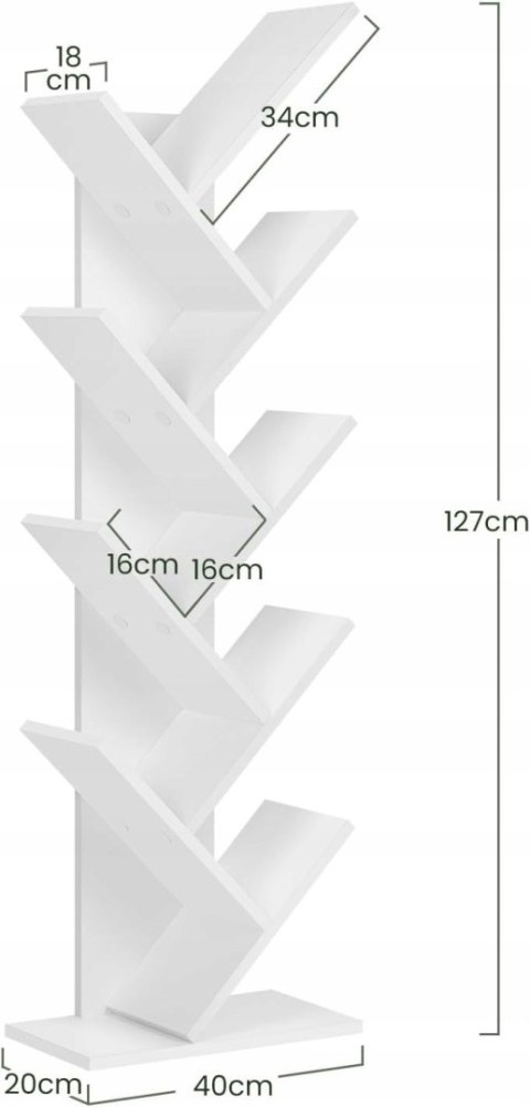 REGAŁ NA KSIĄŻKI Eugad 40 cm x 127 cm x 20 cm biały