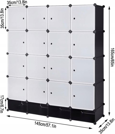 SZAFA MODUŁOWA Woltu SR0090sw 148 x 165 x 35 cm czarny