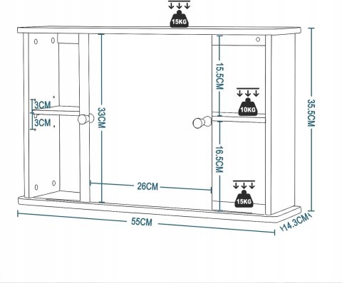 SZAFKA ŁAZIENKOWA BAMBUSOWA WISZĄCA Z LUSTREM 55 x 35,5 x 14.3 cm Eugad