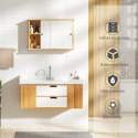 SZAFKA ŁAZIENKOWA BAMBUSOWA WISZĄCA Z LUSTREM 55 x 35,5 x 14.3 cm Eugad