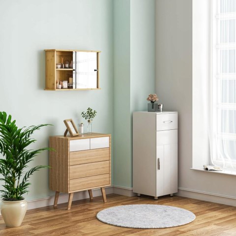 SZAFKA ŁAZIENKOWA BAMBUSOWA WISZĄCA Z LUSTREM 55 x 35,5 x 14.3 cm Eugad